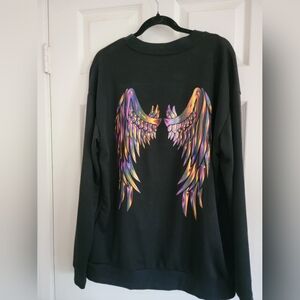 Black Sweatshirt with Colorful Angel Wings  😇 🪽